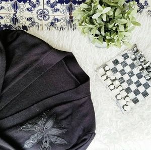 Vintage oversized black sweater with flower detail